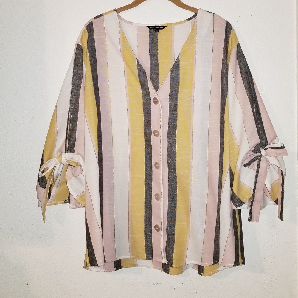 Unique Spectrum Striped Button Down Top